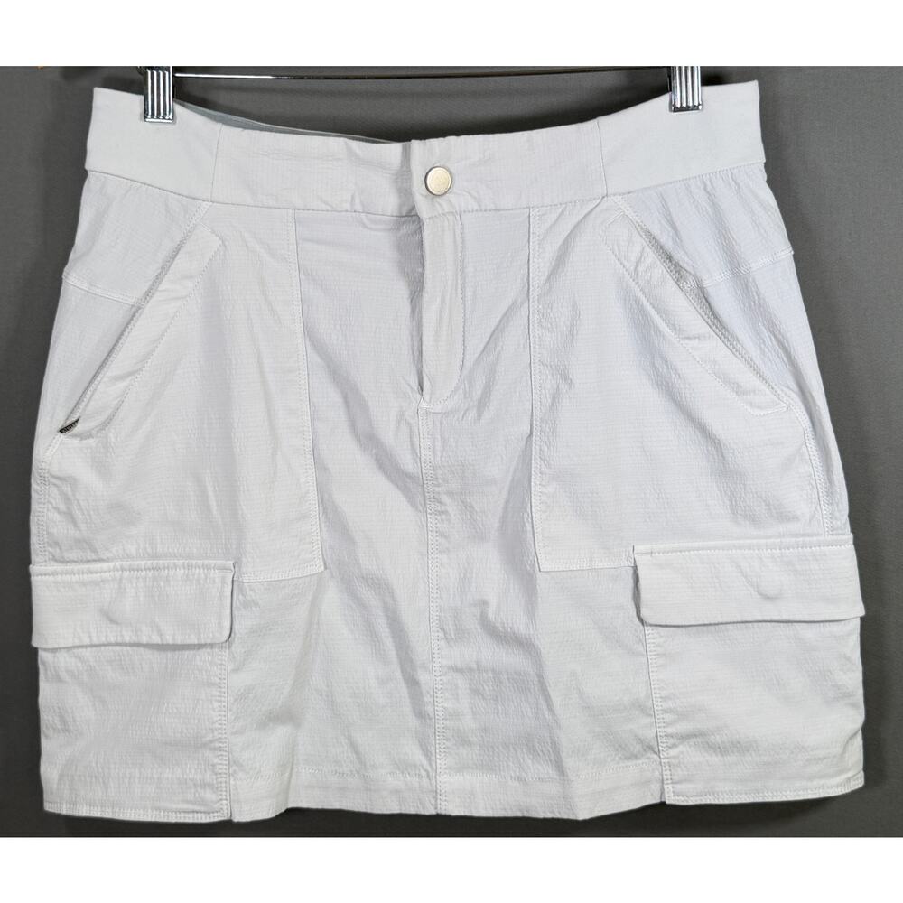 Athleta Trekkie Skort Womens 12 Light Gray Cargo Utility Hiking Stretch